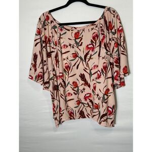 Ava & Viv Women's Plus Size Floral Top Size 2X Flutter Sleeve